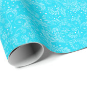 Floral Elegant Blue Wrapping Paper Cadeaupapier (Rol Hoek)