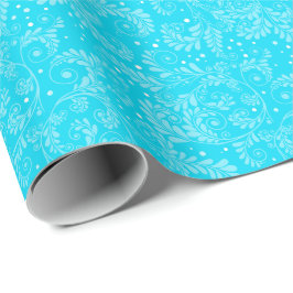 Floral Elegant Blue Wrapping Paper Cadeaupapier