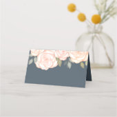 Floral Elegant Blush Bloemen Blauw Gast Bruiloft Plaatskaartje (Achterkant)