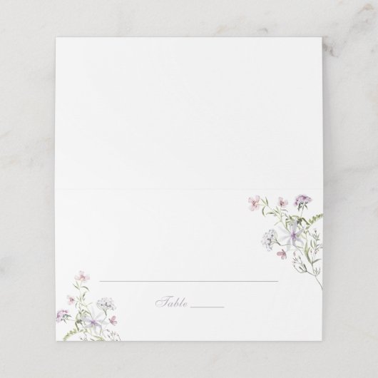 Floral Elegant Blush Paarse Trouwplaats Kaart Plaatskaartje (Buitenkant ongevouwen)