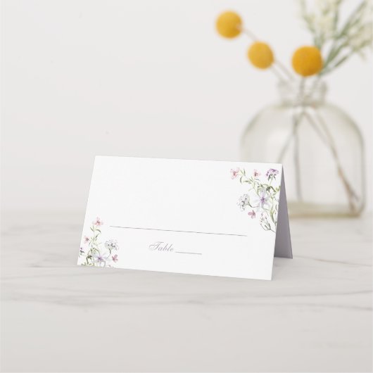 Floral Elegant Blush Paarse Trouwplaats Kaart Plaatskaartje (Voorkant)