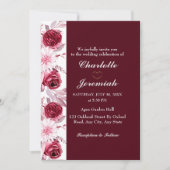 Floral Elegant Blush Pink Burgundy Script Weduwsch Kaart (Voorkant)
