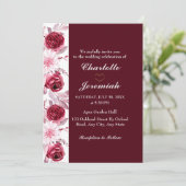 Floral Elegant Blush Pink Burgundy Script Weduwsch Kaart (Staand voorkant)