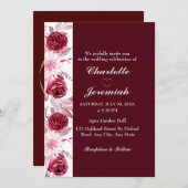 Floral Elegant Blush Pink Burgundy Script Weduwsch Kaart (Voorkant / Achterkant)