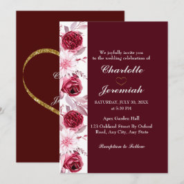 Floral Elegant Blush Pink Burgundy Script Weduwsch Kaart