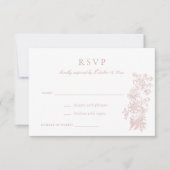 Floral Elegant Blush Roze Bruiloft RSVP Kaart (Voorkant)