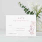 Floral Elegant Blush Roze Bruiloft RSVP Kaart (Staand voorkant)