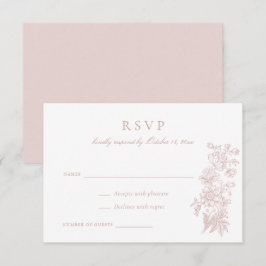 Floral Elegant  Blush Roze Bruiloft RSVP Kaart