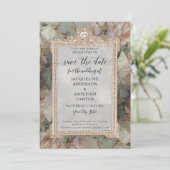 Floral Elegant  Blush White Munt Roos Gold Save The Date (Staand voorkant)