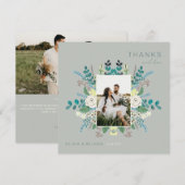 Floral Elegant Boho Foto Dank je kaart (Voorkant / Achterkant)