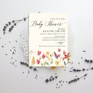 Floral Elegant Boho Summer Wildflower Baby shower Kaart
