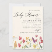 Floral Elegant Boho Summer Wildflower Baby shower Kaart (Voorkant)