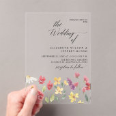 Floral Elegant Boho Summer Wildflower Wedding Acryl Uitnodigingen (Insitu (Draagbaar))