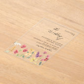 Floral Elegant Boho Summer Wildflower Wedding Acryl Uitnodigingen (Laagn)
