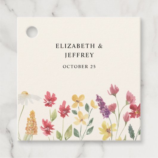 Floral Elegant Boho Summer Wildflower Wedding Bedankjes Labels (Voorkant)