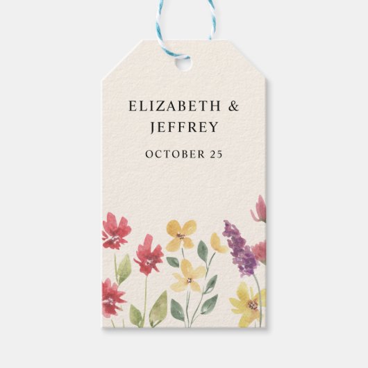 Floral Elegant Boho Summer Wildflower Wedding Cadeaulabel (Voorkant)