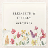 Floral Elegant Boho Summer Wildflower Wedding Glazen Onderzetter (Voorkant)