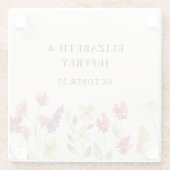 Floral Elegant Boho Summer Wildflower Wedding Glazen Onderzetter (Achterkant)