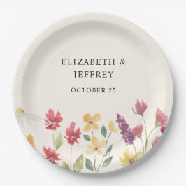 Floral Elegant Boho Summer Wildflower Wedding Papieren Bordje