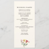 Floral Elegant Boho Summer Wildflower Wedding Programmakaart (Achterkant)