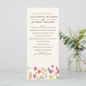 Floral Elegant Boho Summer Wildflower Wedding Programmakaart (Staand voorkant)