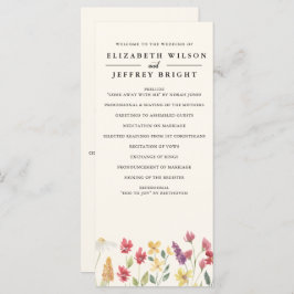 Floral Elegant Boho Summer Wildflower Wedding Programmakaart