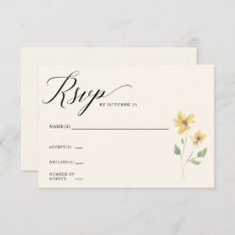 Floral Elegant Boho Summer Wildflower Wedding RSVP Kaartje