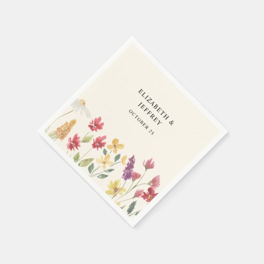 Floral Elegant Boho Summer Wildflower Wedding Servet (Hoek)