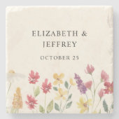 Floral Elegant Boho Summer Wildflower Wedding Stenen Onderzetter (Voorkant)