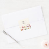 Floral Elegant Boho Summer Wildflower Wedding Vierkante Sticker (Envelop)