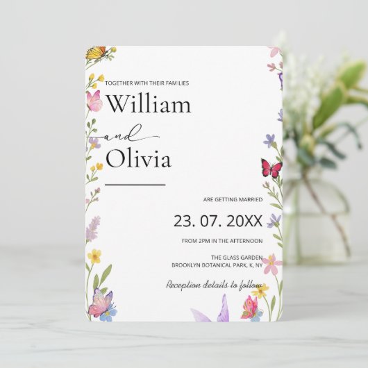 Floral Elegant Boho Wedding Kaart (Staand voorkant)