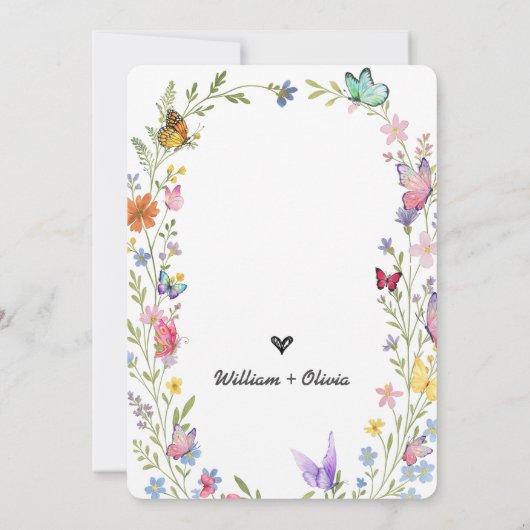 Floral Elegant Boho Wedding Kaart (Achterkant)