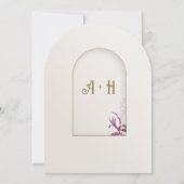 Floral Elegant Boog Islamitische bruiloft Monogram Kaart (Achterkant)