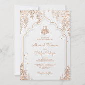 Floral Elegant Boog Islamitische bruiloft Monogram Kaart (Voorkant)