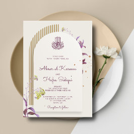 Floral Elegant Boog Islamitische bruiloft Monogram Kaart