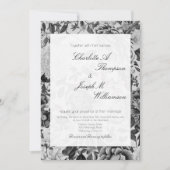 Floral Elegant Botanical Black White Wedding Kaart (Voorkant)