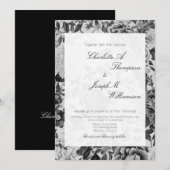 Floral Elegant Botanical Black White Wedding Kaart (Voorkant / Achterkant)