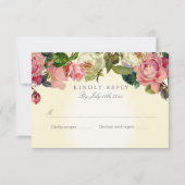 Floral Elegant  Botanisch Roos Geel Roze RSVP Kaartje (Voorkant)