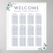 Floral Elegant Bouquet Wedding Seating Chart Poster (Voorkant)