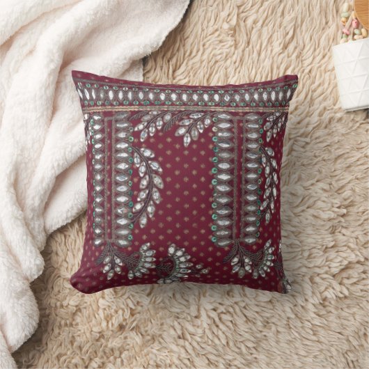 Floral  Elegant Brocade Indian Cushion Kussen (Deken)