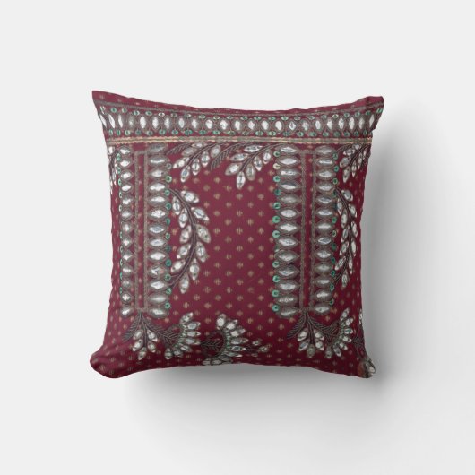 Floral  Elegant Brocade Indian Cushion Kussen (Voorkant)