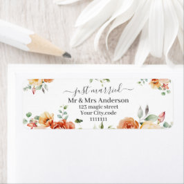 Floral Elegant bruiloft aankondiging net getrouwd Etiket