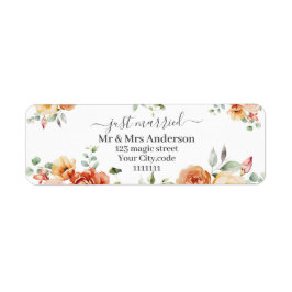 Floral Elegant bruiloft aankondiging net getrouwd Etiket