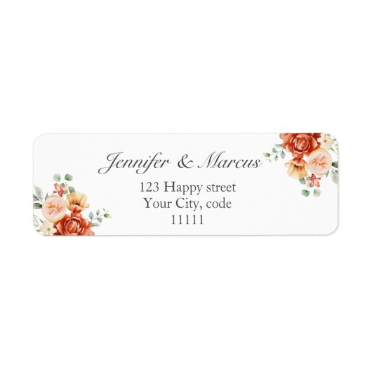 Floral Elegant Bruiloft Aankondiging Retouradres Etiket (Voorkant)