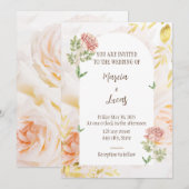 Floral elegant bruiloft-uitnodiging kaart (Voorkant / Achterkant)