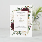 Floral Elegant Burgundy Magnolia Greenery Lijst Kaart (Staand voorkant)