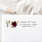 Floral Elegant Burgundy Magnolia Greenery Wedding Etiket (Insitu)