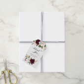 Floral Elegant Burgundy White Magnolia Wedding Cadeaulabel (Met Touw)
