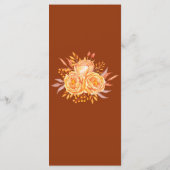 Floral Elegant Burnt Oranje Terracotta Wedding Menu (Achterkant)