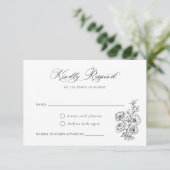 Floral Elegant Calligrafie Script Roos Leaves RSVP Kaart (Staand voorkant)